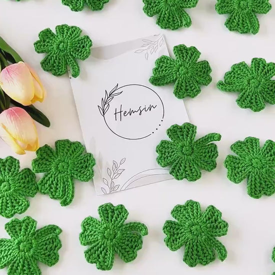St Patrick's Day Hair Clip Shamrock Hair Clip Lucky Hair Clip Clover Hair Clip Four Leaf Clover Hair Snap Crochet Good Luck Hair Barrette