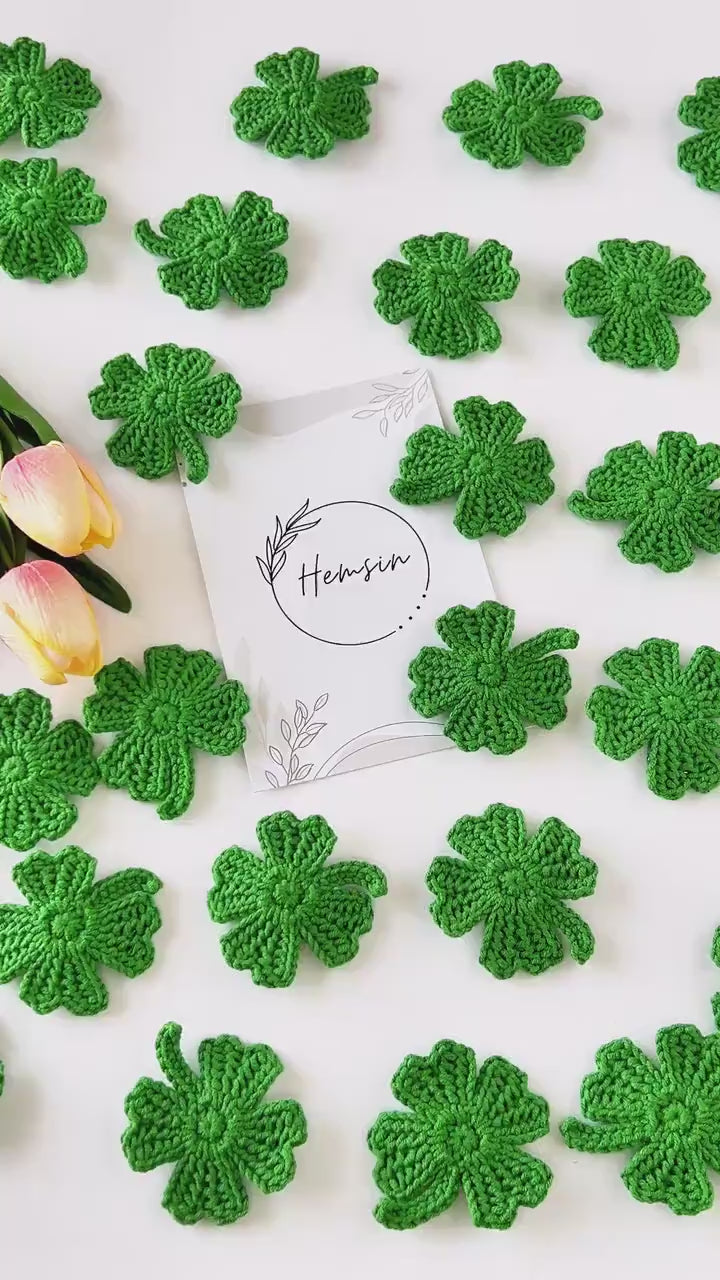 St Patrick's Day Hair Clip Shamrock Hair Clip Lucky Hair Clip Clover Hair Clip Four Leaf Clover Hair Snap Crochet Good Luck Hair Barrette