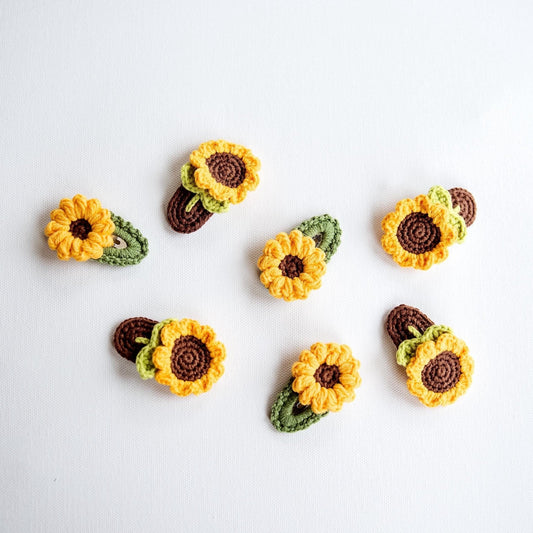 Sunflower Hair Clip Floral Hair Clip Sunflower Hair Snap Sunflower Hair Barrette Flower Crochet Hair Clip Fun Stocking Stuffers Toddler Gift - Hemsin Atelier