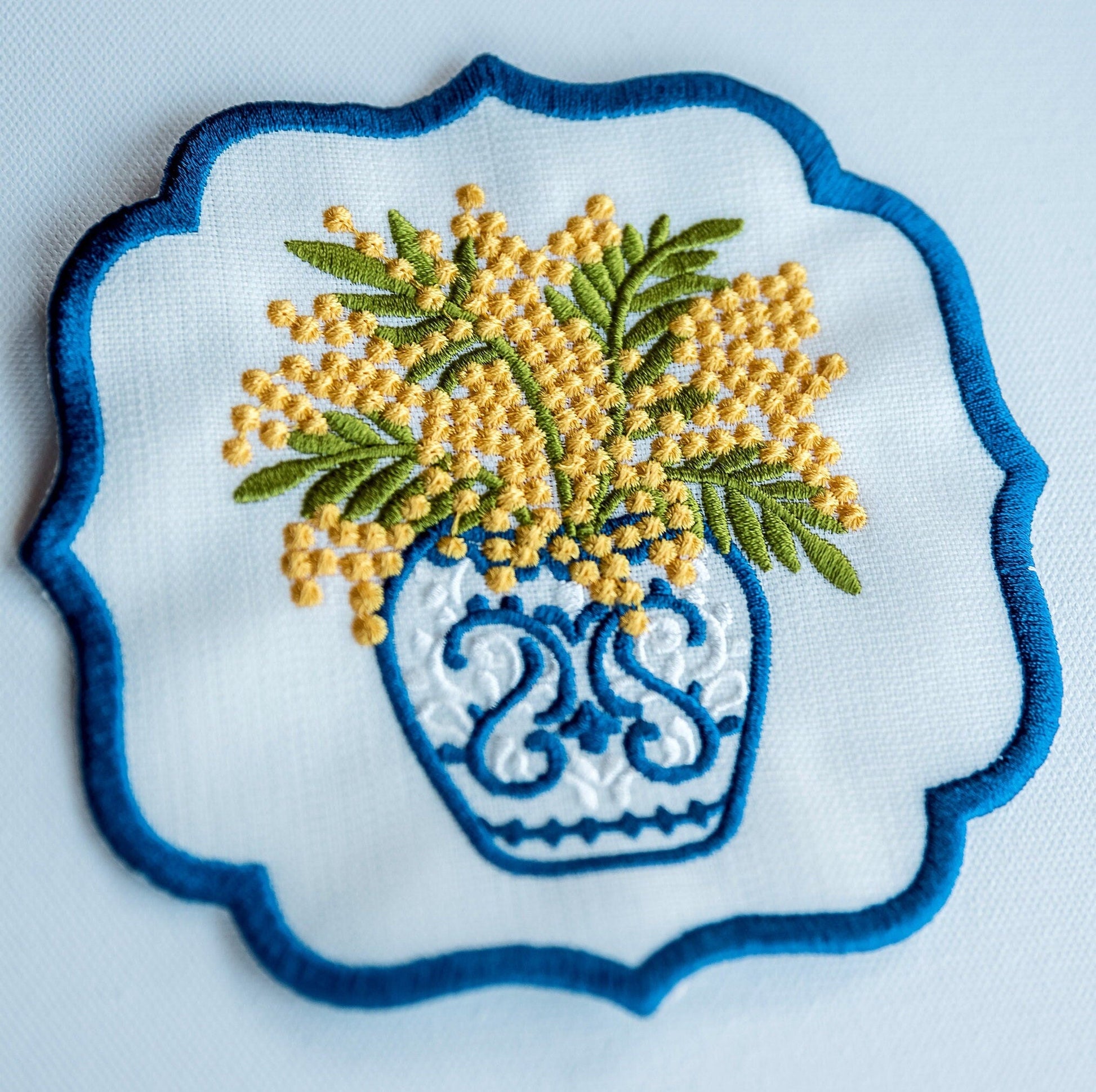 Floral Embroidered Cocktail Napkins - Hemsin Atelier