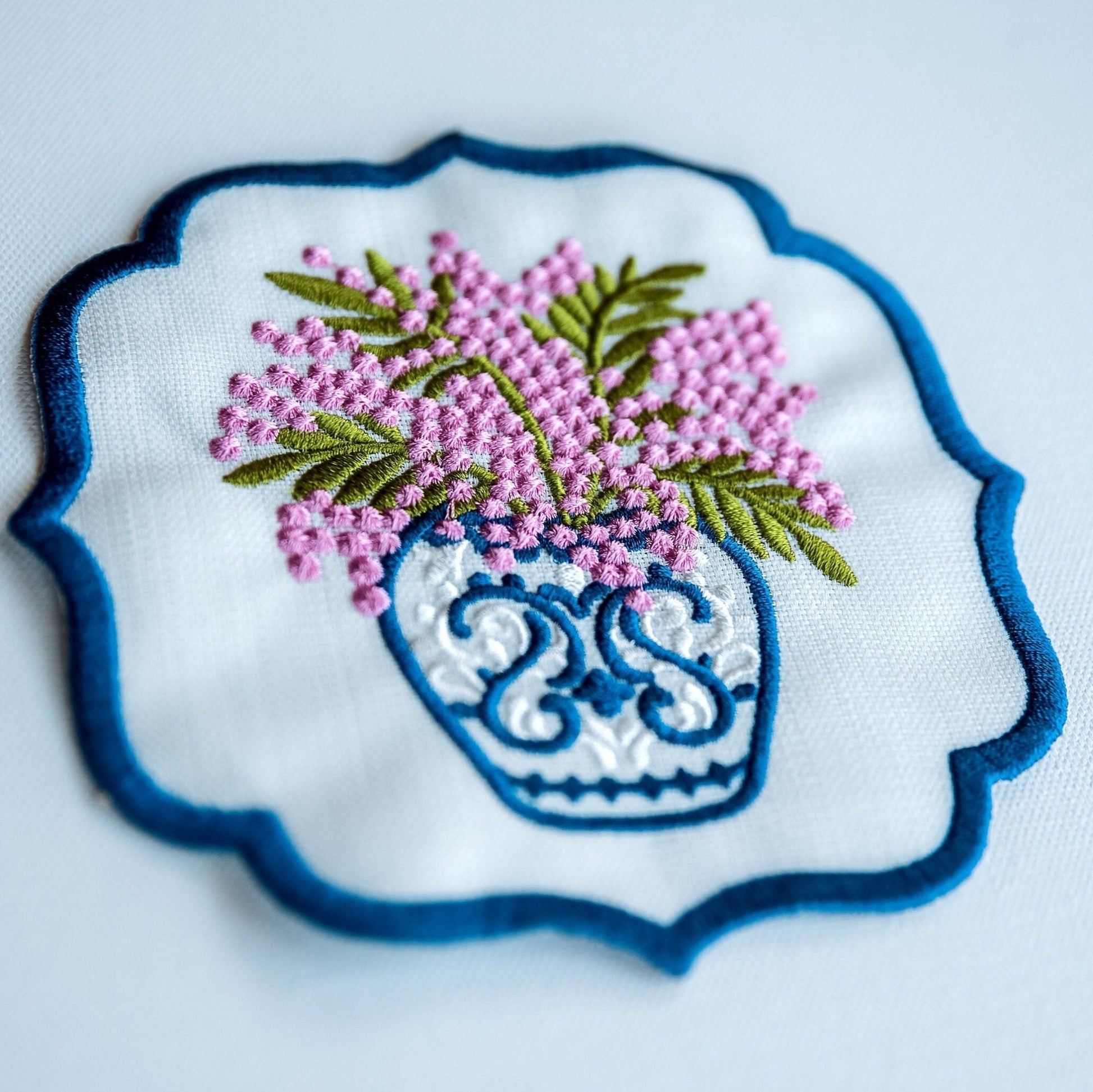 Floral Embroidered Cocktail Napkins - Hemsin Atelier
