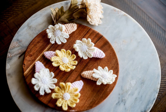 Floral Hair Clip Flower Hair Clip Floral Hair Snap Floral Hair Barrette Colorful Crochet Hair Clip Cute Hair Accessories Unique Toddler Gift - Hemsin Atelier