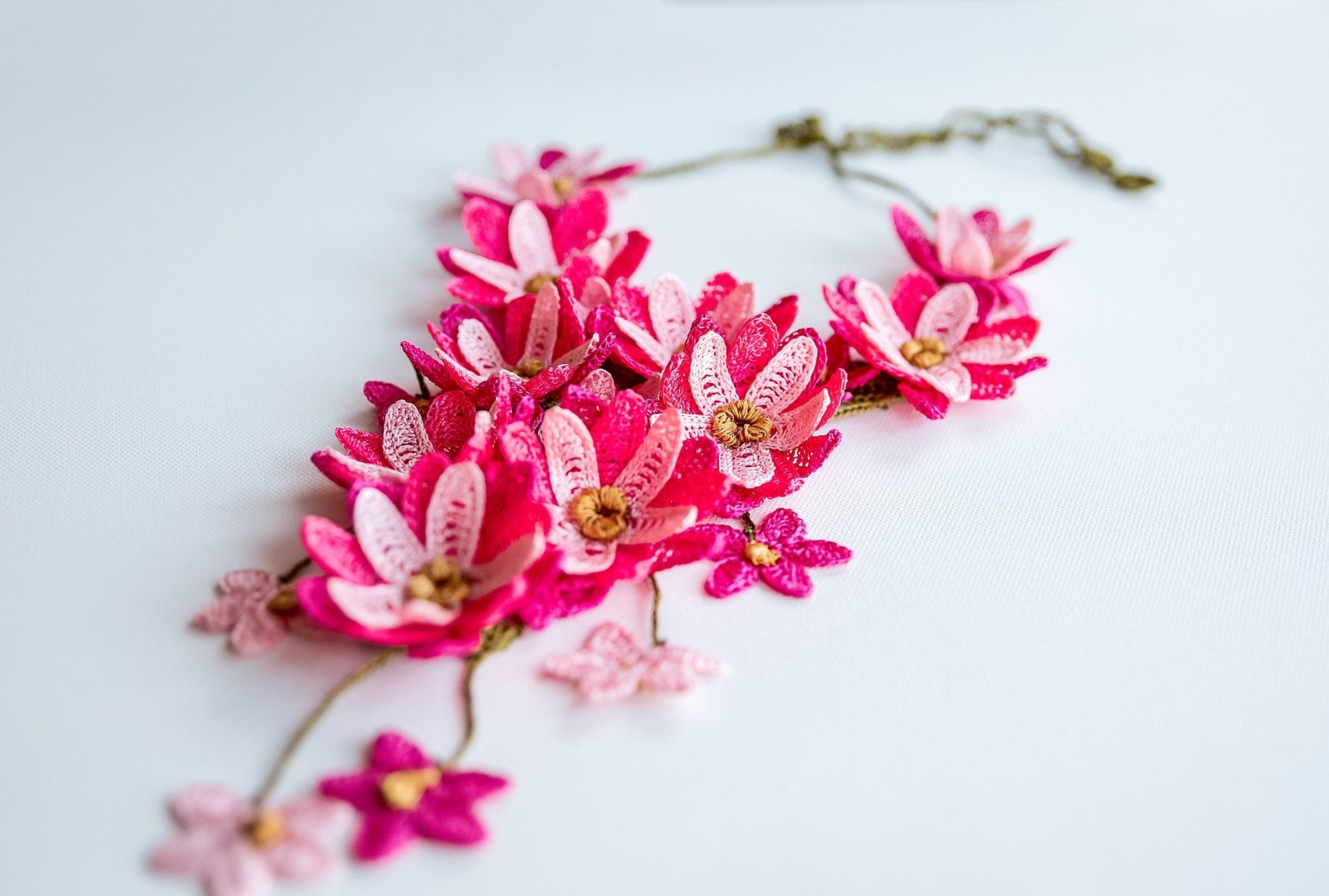 Floral Pink Statement Necklace - Hemsin Atelier
