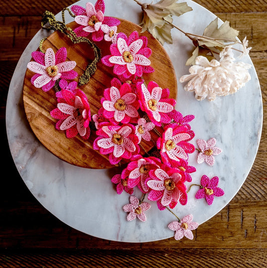 Floral Pink Statement Necklace - Hemsin Atelier