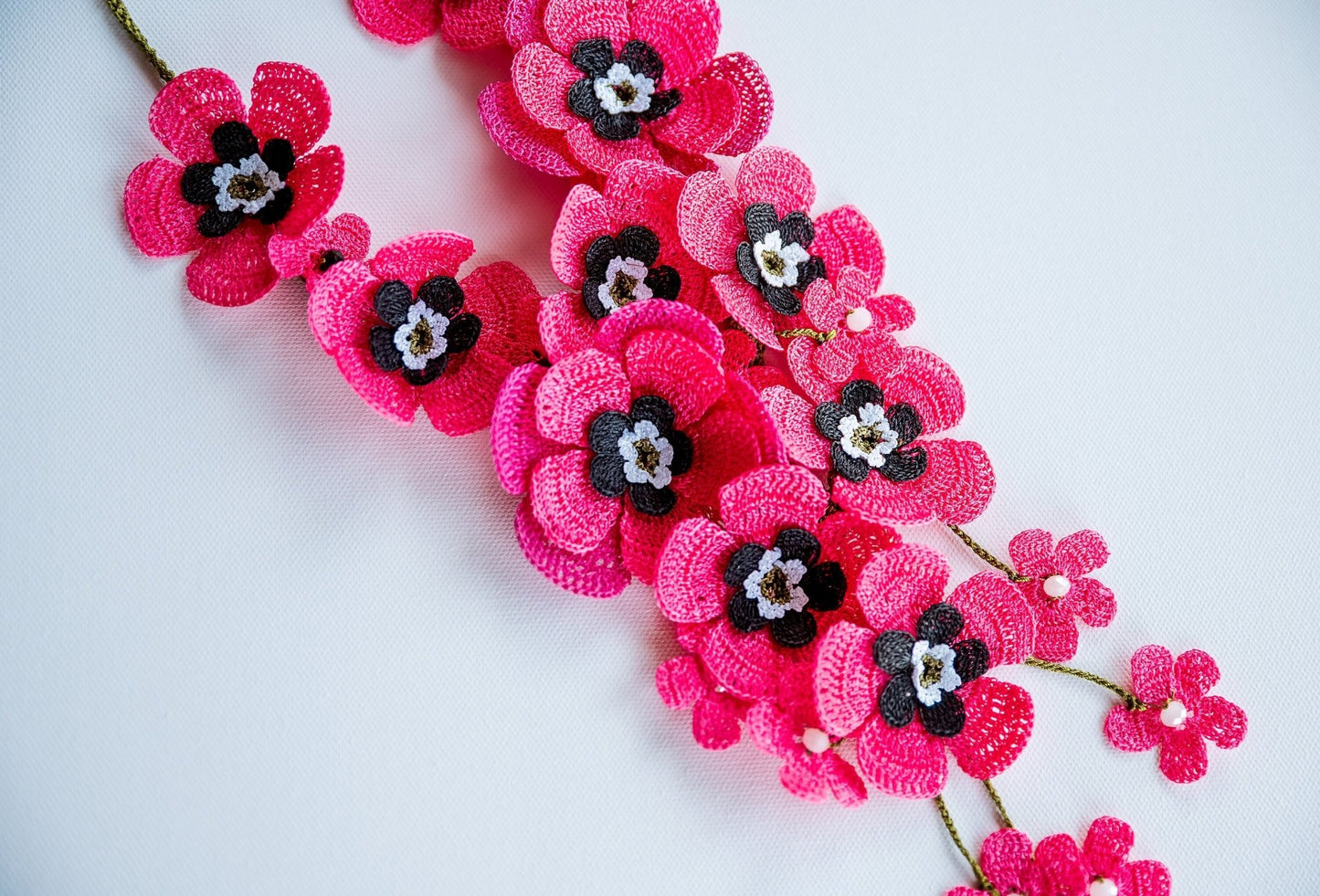 Floral Pink Statement Necklace - Hemsin Atelier