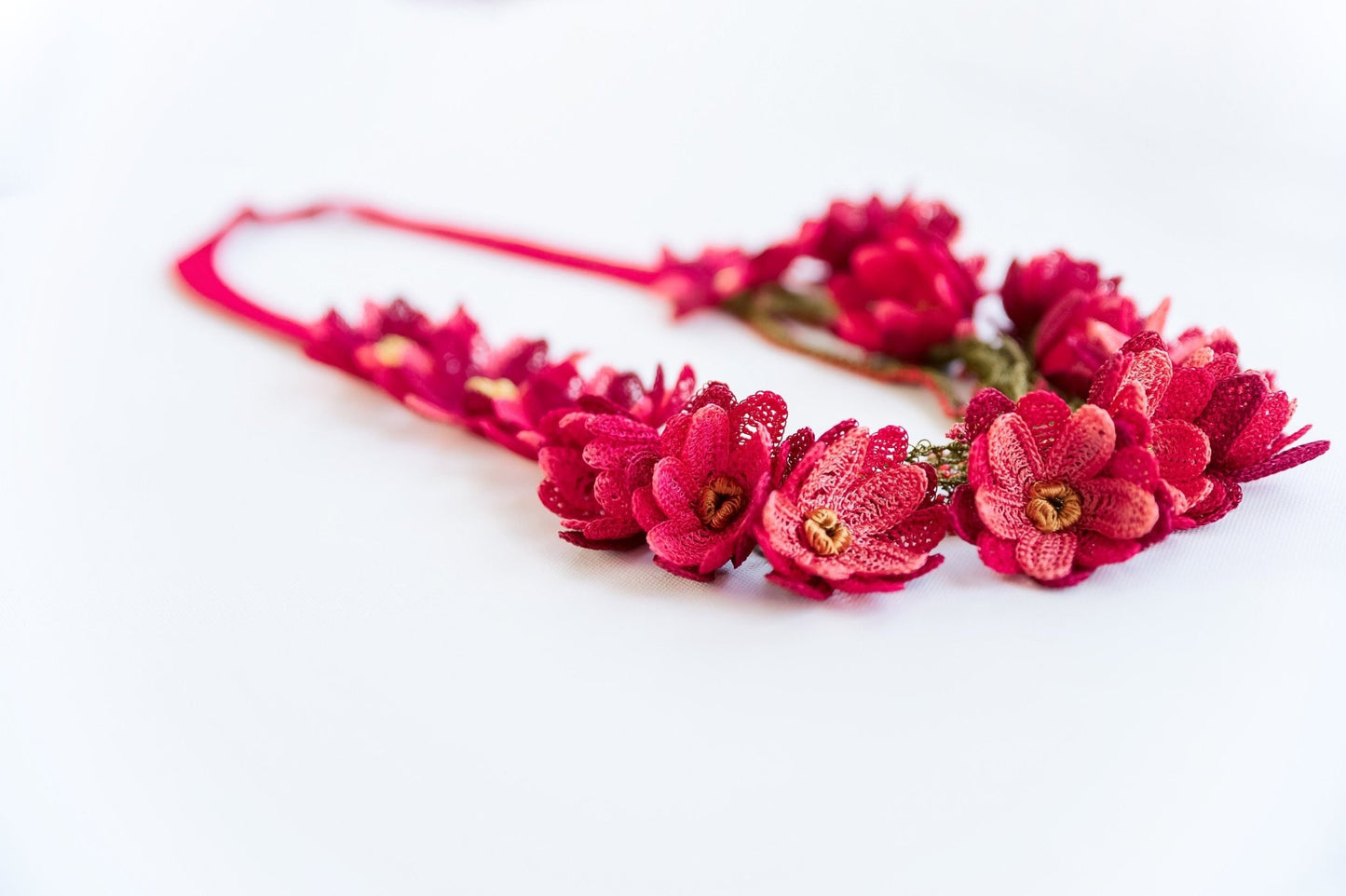 Floral Red Statement Necklace - Hemsin Atelier