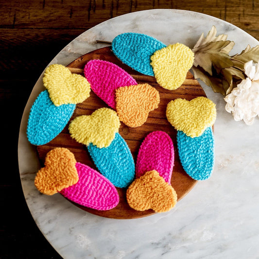 Heart Hair Clip Colorful Heart Hair Snap Heart Hair Barrettes Cute Hair Clip Punch Needle Hair Clip Big Hair Clip Boho Heart Mom Hair Clip - Hemsin Atelier