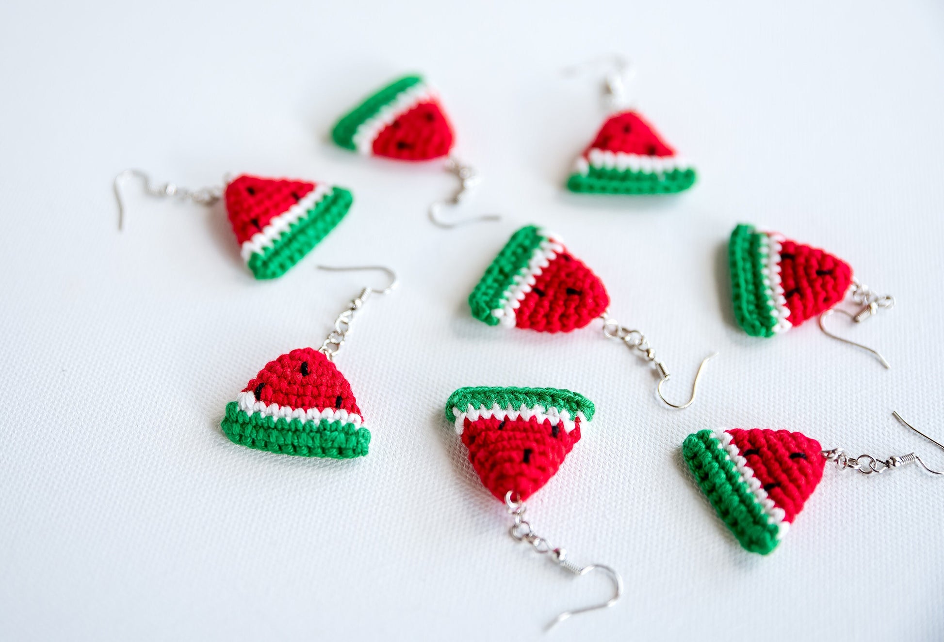 Watermelon Earrings Watermelon Slice Earrings Crochet Earrings Crochet Melon Earrings Cute Fruit Earrings Boho Jewelry Fun Fruit Jewelry