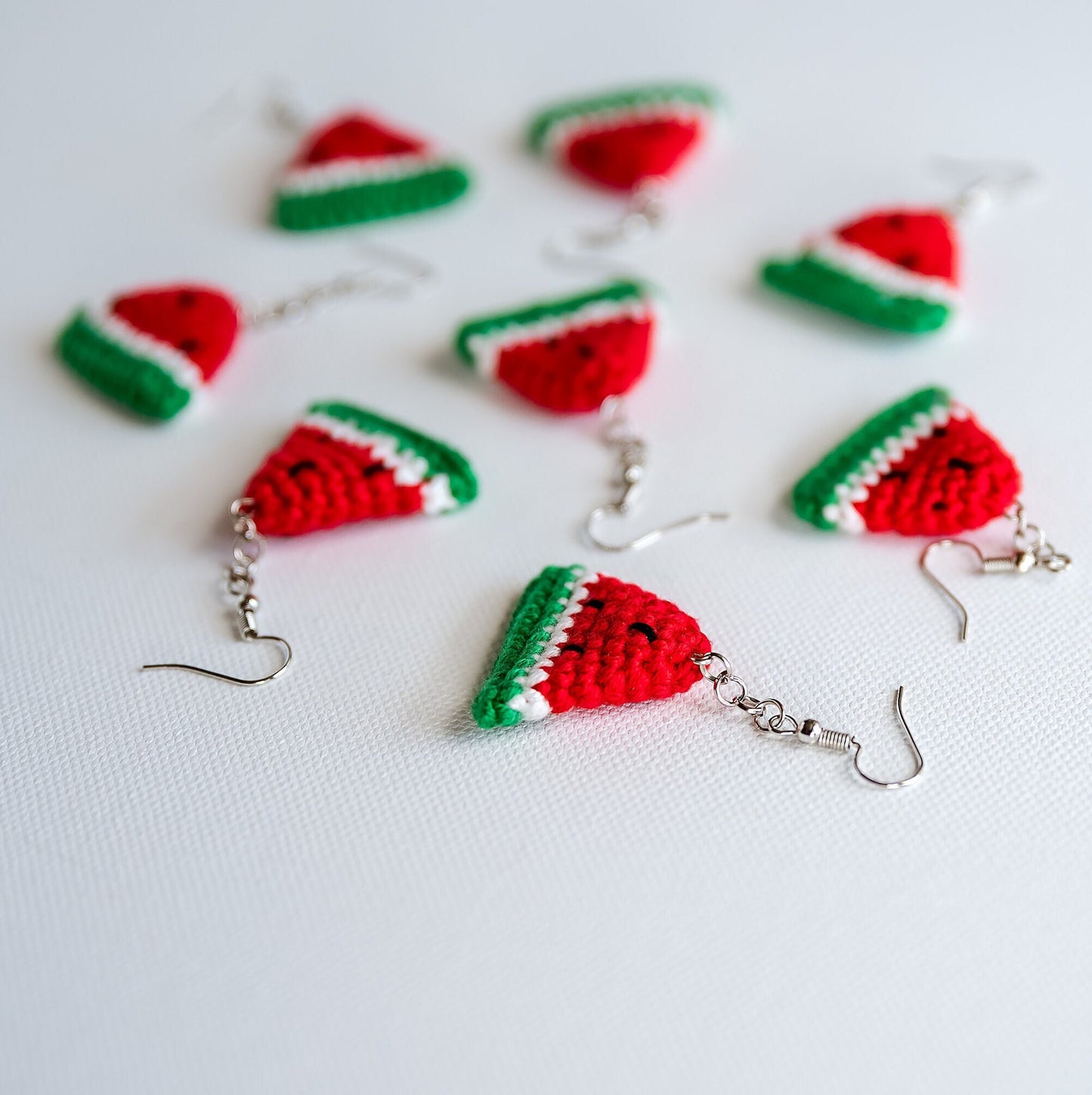 Watermelon Earrings Watermelon Slice Earrings Crochet Earrings Crochet Melon Earrings Cute Fruit Earrings Boho Jewelry Fun Fruit Jewelry