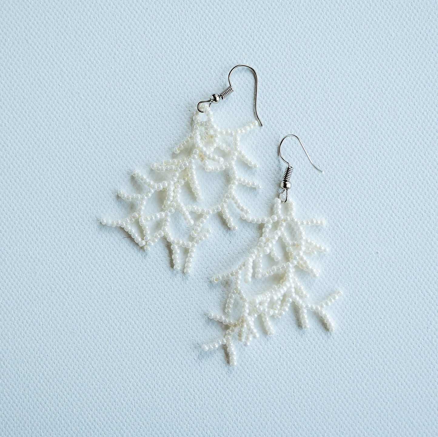 Modern Boho Earrings Coral Earrings Minimal Earrings Handmade Beaded Earrings Lightweight Beach Jewelry Minimal Wedding Earrings - Hemsin Atelier