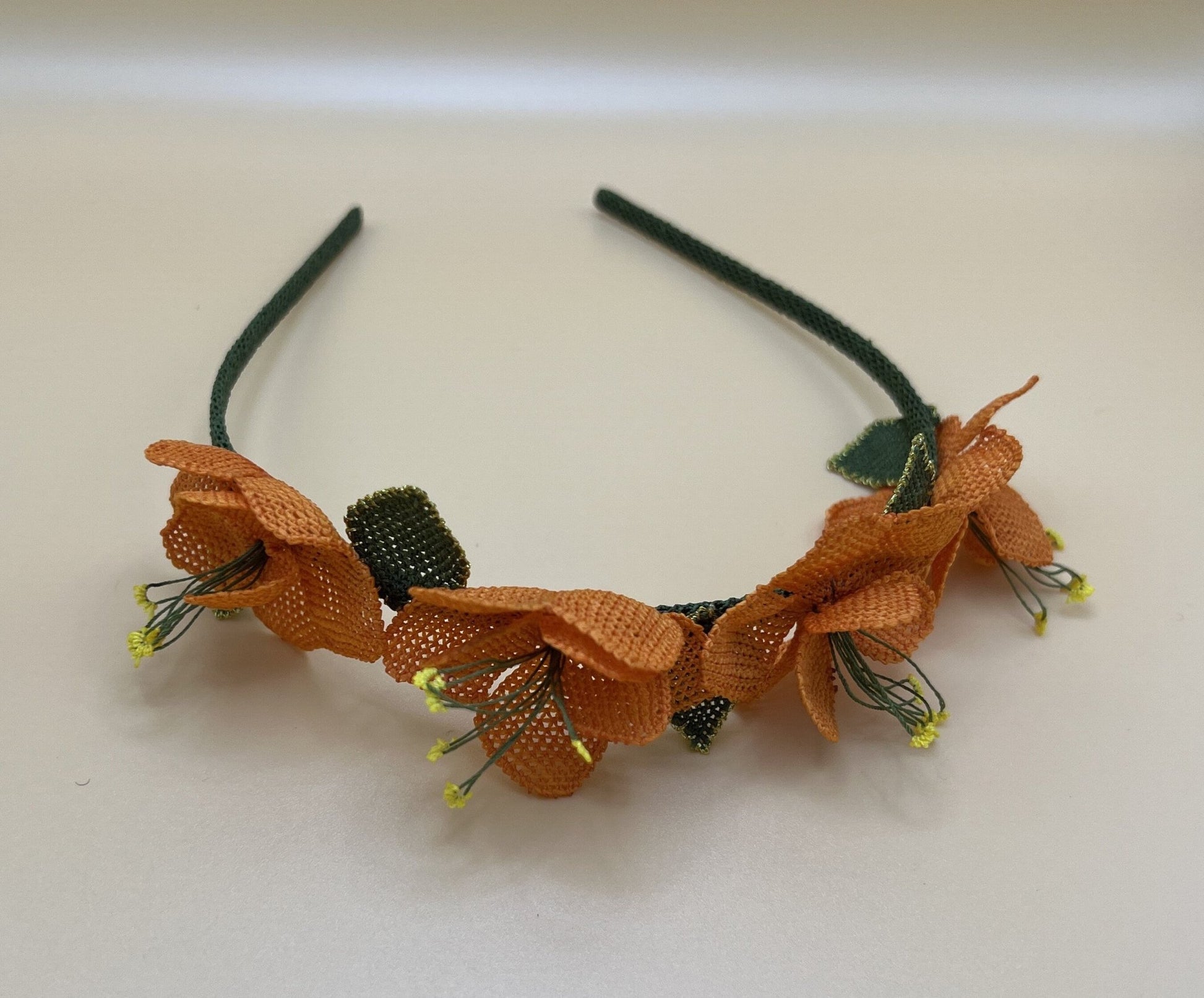 Orange Floral Lace Headband - Hemsin Atelier