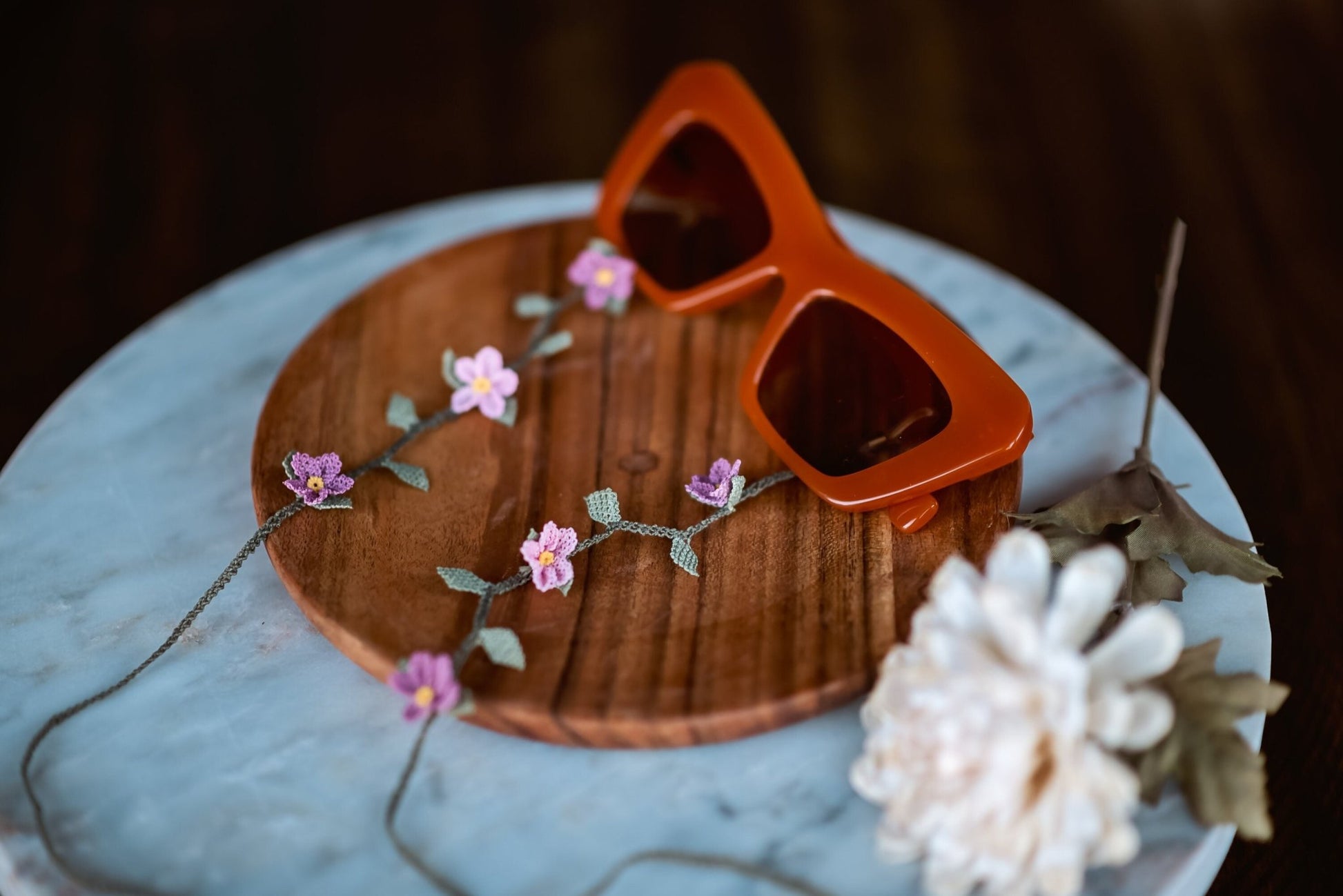 Pink Floral Eyeglass Chain - Hemsin Atelier