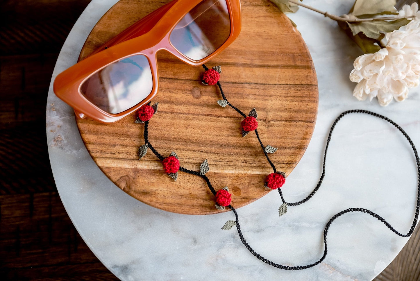 Pom Pom Floral Eyeglass Chain - Hemsin Atelier