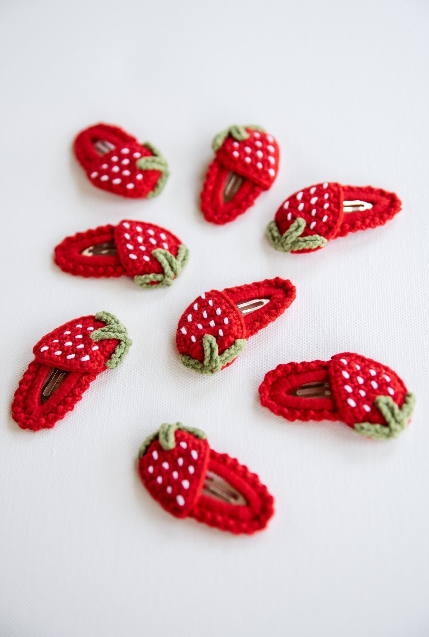 Strawberry Hair Clip Kawai Strawberry Hair Clip Cute Kawai Hair Snap Kawai Fruit Hair Barrettes Cute Crochet Hair Clip Unique Toddler Gift - Hemsin Atelier