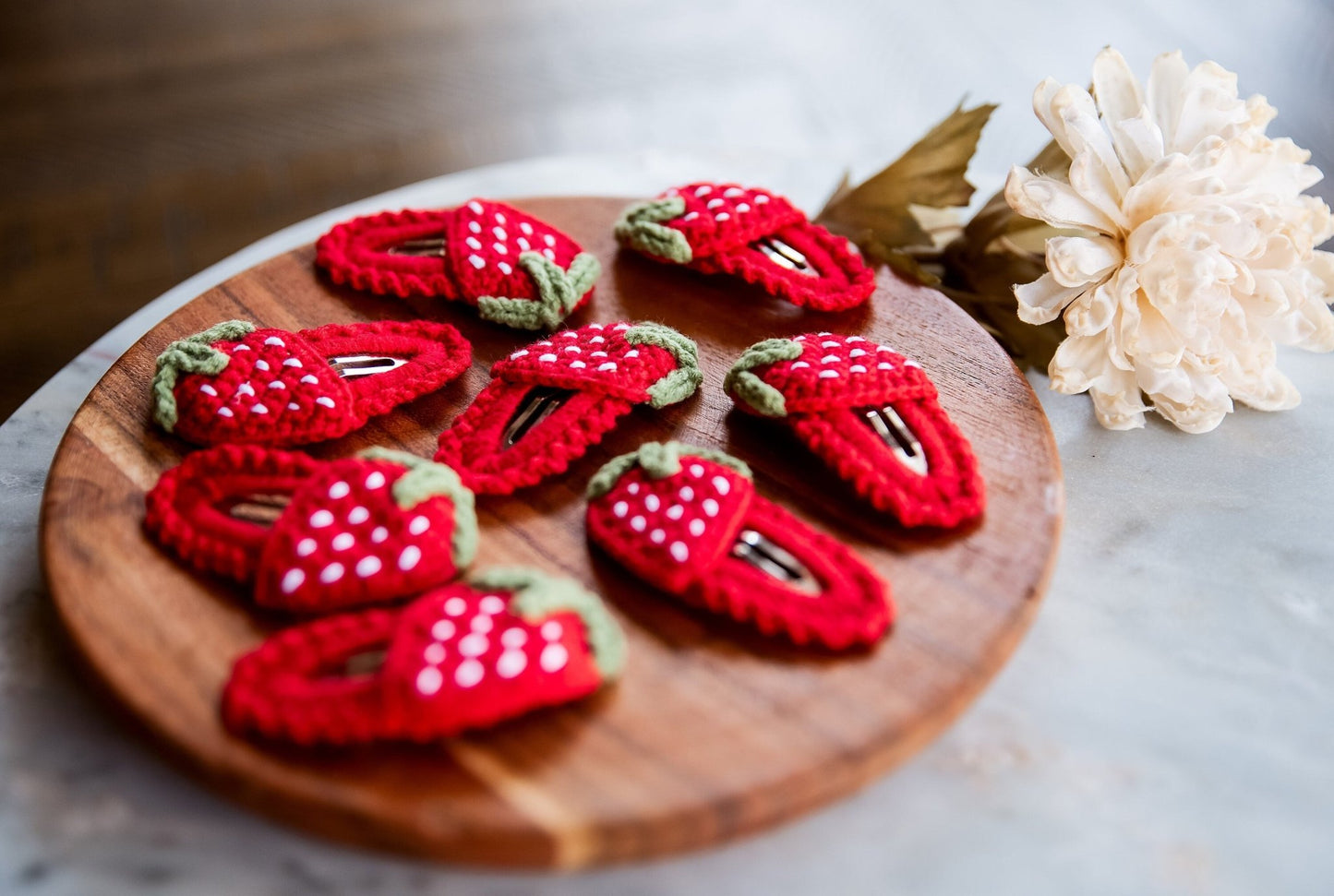 Strawberry Hair Clip Kawai Strawberry Hair Clip Cute Kawai Hair Snap Kawai Fruit Hair Barrettes Cute Crochet Hair Clip Unique Toddler Gift - Hemsin Atelier