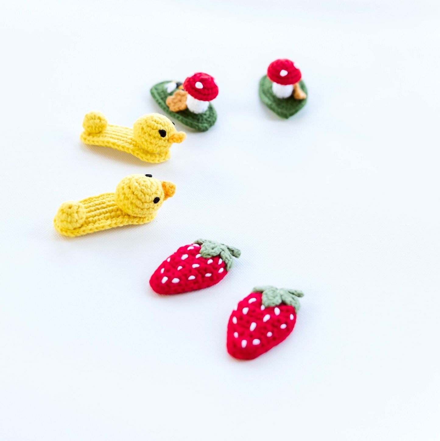 Strawberry, Mushroom and Chick Hair Clips - Hemsin Atelier